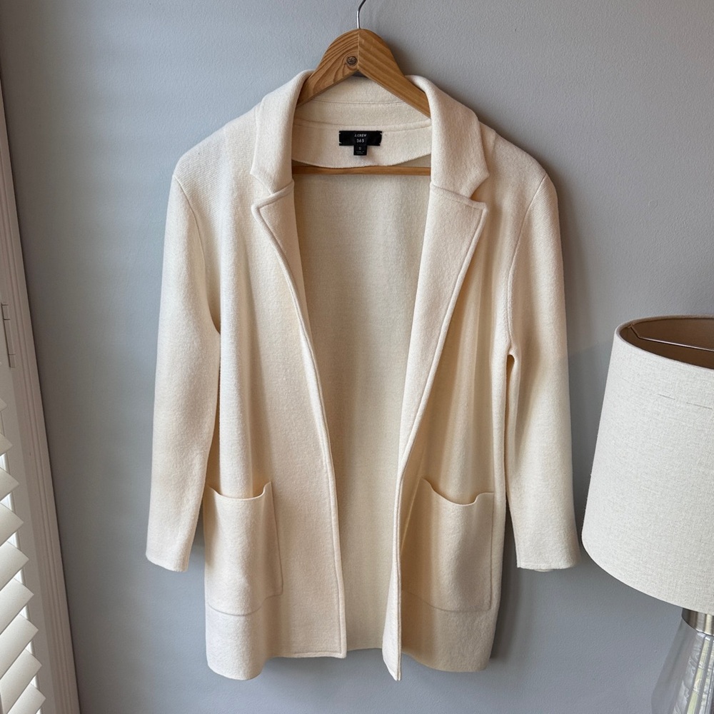 J. Crew 365 Open Knit Cream Blazer - Picture 2 of 7